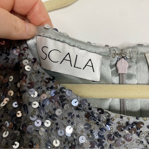 Vintage Scala Silver‎ Sequin Silk Maxi Gown 6 - Picture 4 of 7